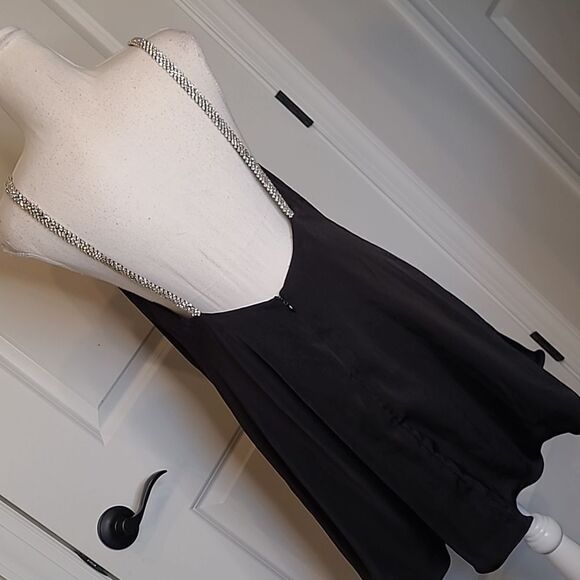 Nasty Gal Black Flowy Lined Dress with Rhinestones - Picture 4 of 8